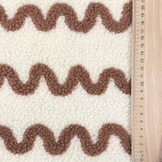 Kabát anyag TEDDY JACQUARD Waves camel