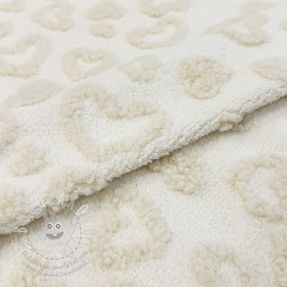 Kabát anyag TEDDY Hearts off white