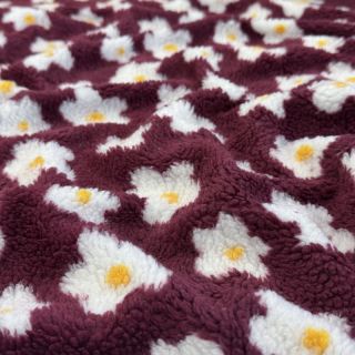 Kabát anyag TEDDY Daisy brom beere