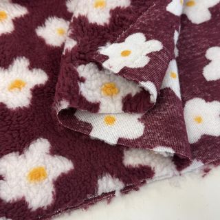 Kabát anyag TEDDY Daisy brom beere