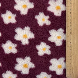 Kabát anyag TEDDY Daisy brom beere