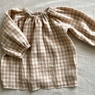 Dupla géz/muszlin Double sided CHECKS MINI beige
