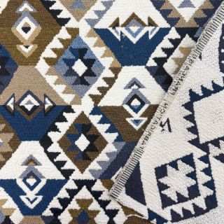 Dekorációs anyag jacquard Kilim cobalt havane