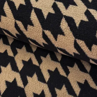 Kabát anyag TEDDY JACQUARD PIED DE POULE camel