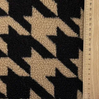 Kabát anyag TEDDY JACQUARD PIED DE POULE camel