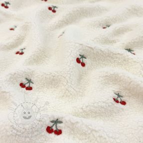 Kabát anyag TEDDY EMBROIDERY Cherries