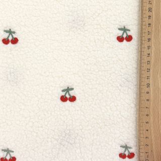Kabát anyag TEDDY EMBROIDERY Cherries