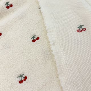 Kabát anyag TEDDY EMBROIDERY Cherries