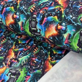 Szabadidő anyag fésült JOGGING Game over design A digital print