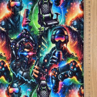 Szabadidő anyag fésült JOGGING Game over design A digital print