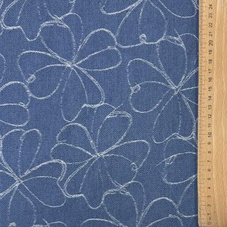 JEANS DENIM JACQUARD Flowers indigo