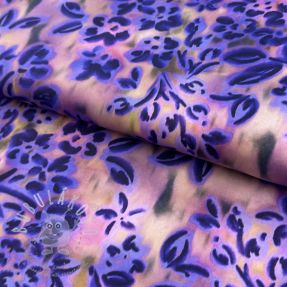 Pamutvászon SATIN Purple flowers digital print
