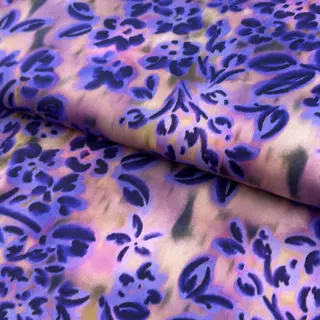 Pamutvászon SATIN Purple flowers digital print