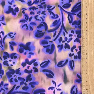 Pamutvászon SATIN Purple flowers digital print
