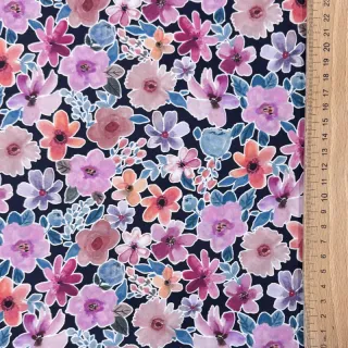 Pamutvászon Significant flowers navy digital print