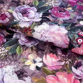 Dekorációs anyag Oil painting flowers mauve digital print
