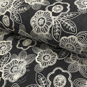 Pamutvászon JEANS EMBROIDERY Niva design C
