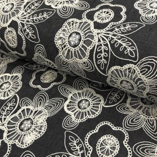 Pamutvászon JEANS EMBROIDERY Niva design C