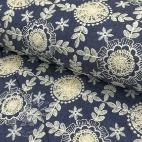 Pamutvászon JEANS EMBROIDERY Niva design B