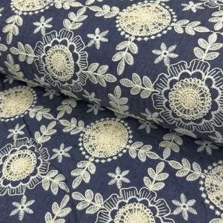 Pamutvászon JEANS EMBROIDERY Niva design B