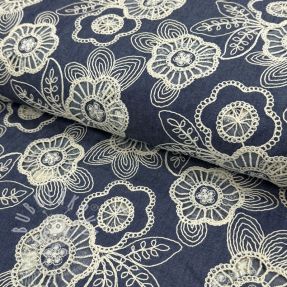Pamutvászon JEANS EMBROIDERY Niva design A