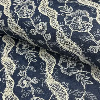 Pamutvászon JEANS EMBROIDERY Flora design A
