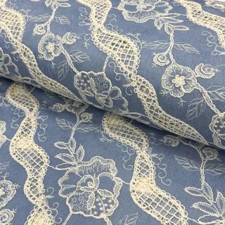 Pamutvászon JEANS EMBROIDERY Flora design B