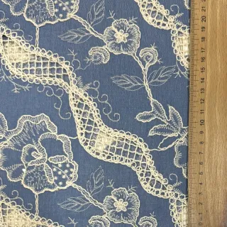 Pamutvászon JEANS EMBROIDERY Flora design B