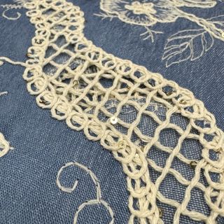 Pamutvászon JEANS EMBROIDERY Flora design B