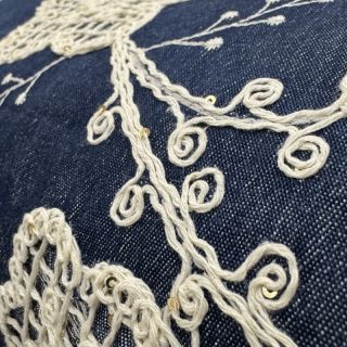 Pamutvászon JEANS EMBROIDERY Flora design C