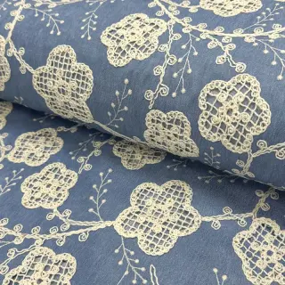 Pamutvászon JEANS EMBROIDERY Flora design D