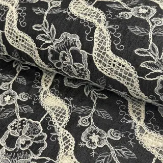Pamutvászon JEANS EMBROIDERY Flora design E