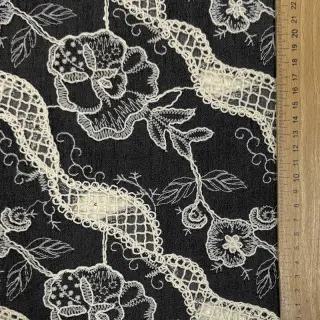 Pamutvászon JEANS EMBROIDERY Flora design E
