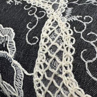 Pamutvászon JEANS EMBROIDERY Flora design E