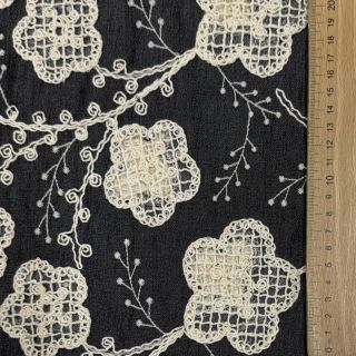 Pamutvászon JEANS EMBROIDERY Flora design F