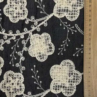 Pamutvászon JEANS EMBROIDERY Flora design F