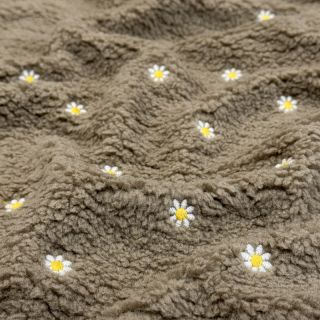 Kabát anyag TEDDY EMBROIDERY Mini taupe