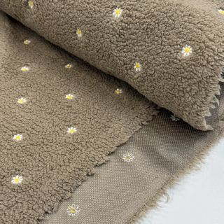 Kabát anyag TEDDY EMBROIDERY Mini taupe
