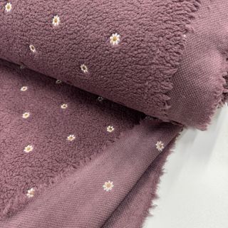 Kabát anyag TEDDY EMBROIDERY Mini rosewood