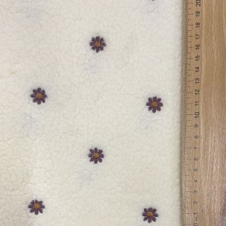 Kabát anyag TEDDY EMBROIDERY Mini ecru