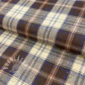 Pamutvászon YARN DYED CHECK BRUSHED brown